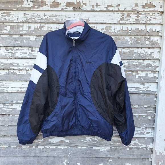 Nike Other - Vintage Navy Blue, White Nike lined Windbreaker jacket, size Large